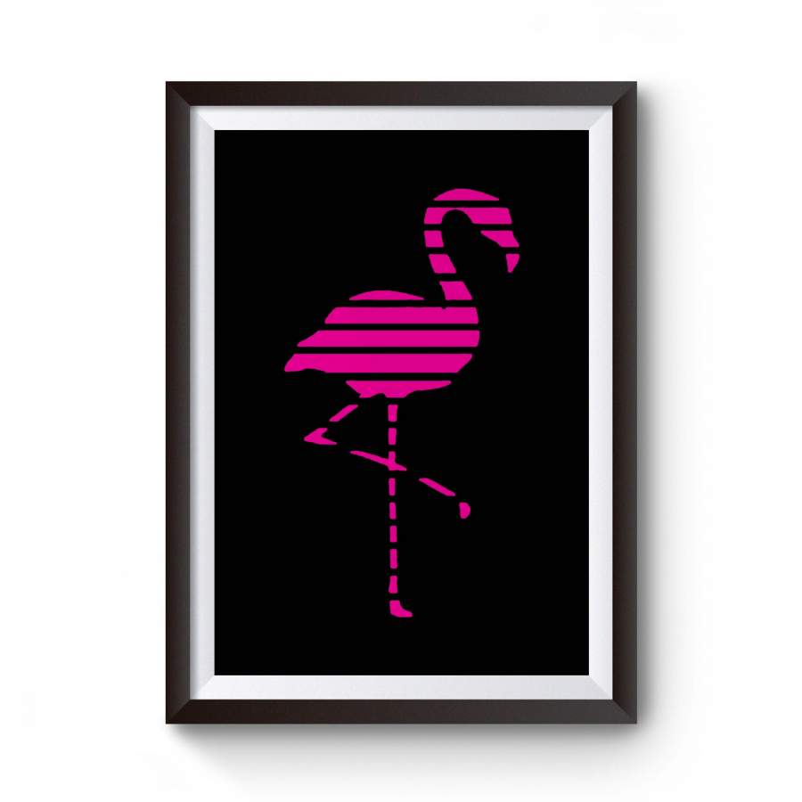 Summer Pink Flamingo Tropical Beach African Animal Striped Poster