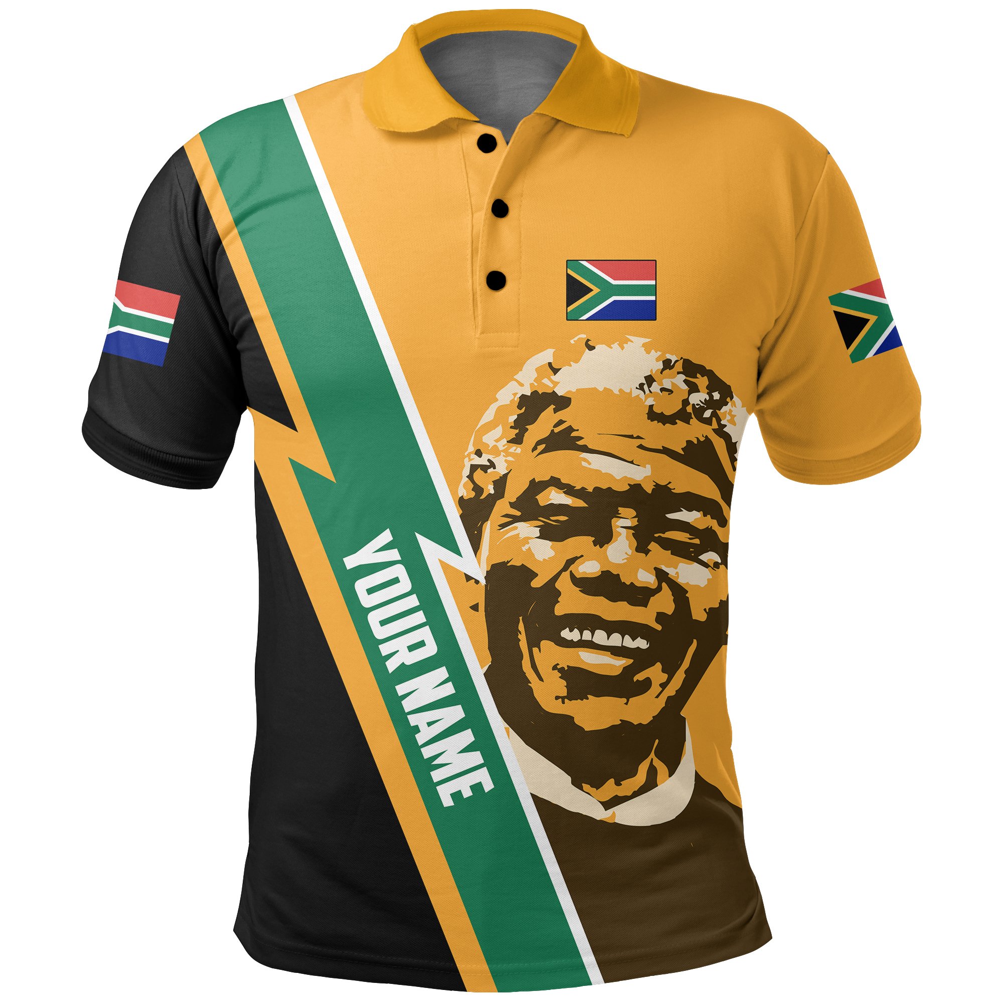 (Custom) South Africa Polo Shirt – Nelson Mandela Flag A10