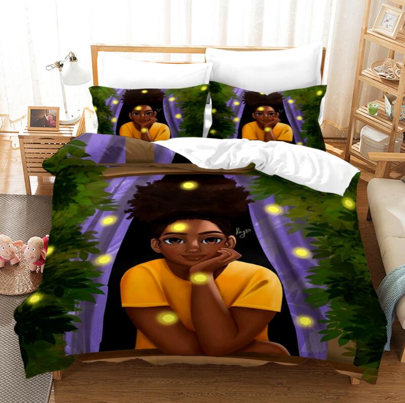 African 3D Print Bedding Set Cute Character Duvet Cover Set With Pillowcasee Twin Full Queen King Bedclothes 03