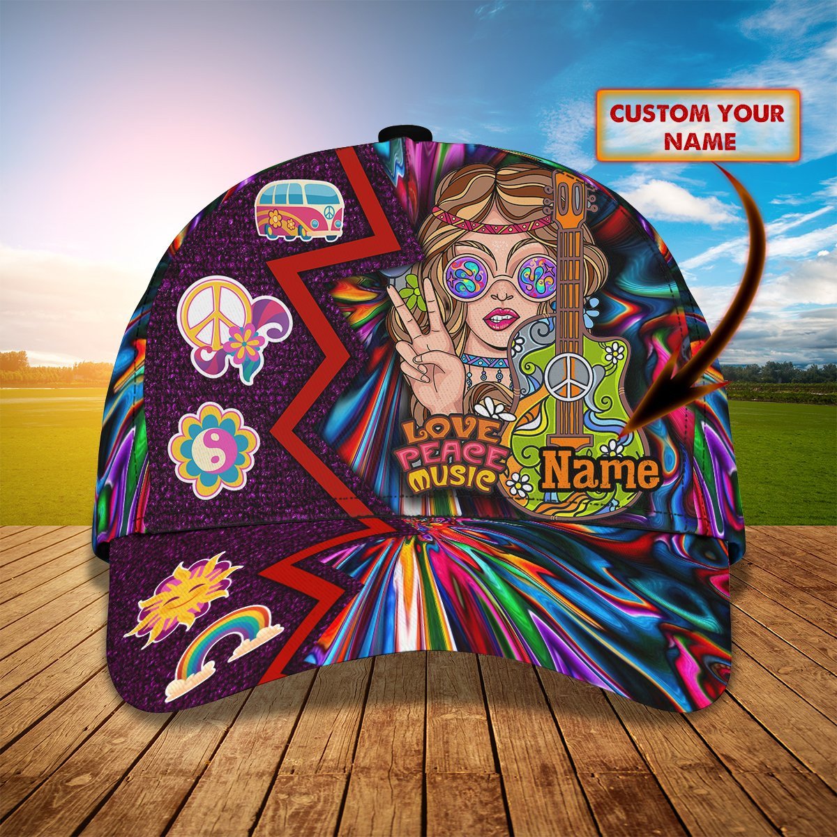 Felacia Hippie Girl Personalized Name All Over Print Classic Cap