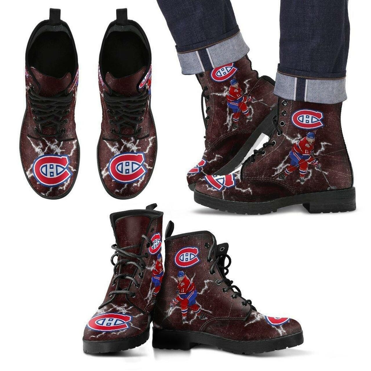 Montreal Canadiens Leather Boots Fashion Women Boots Shoes Shoes3802