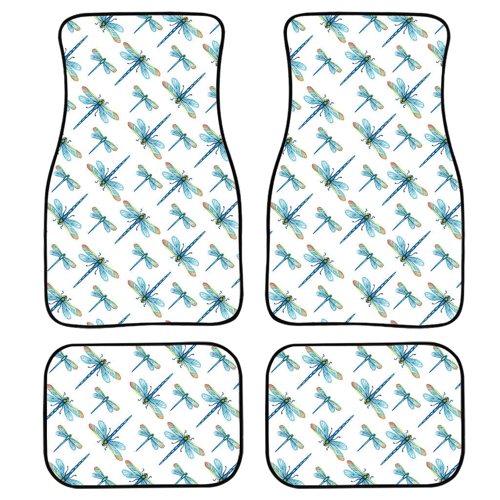 Watercolor Dragonfly Pattern Print Front And Back Car Floor Mats, Front Car Mat