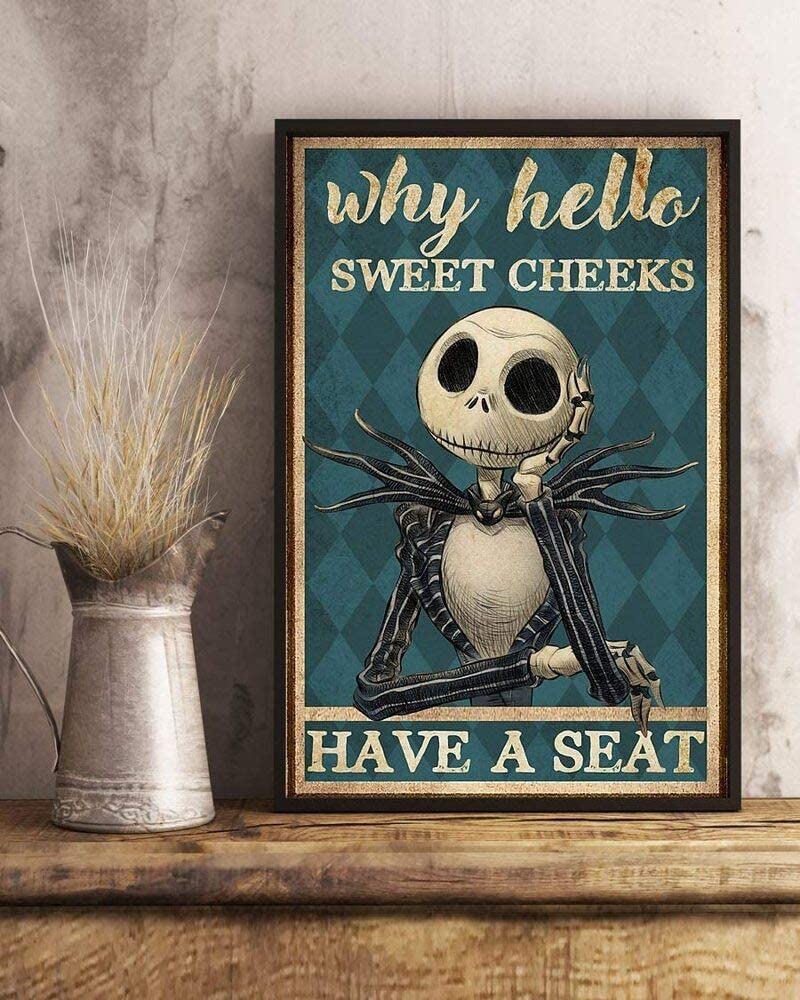 Jack Skellington Why Hello Sweet Cheeks Have A Seat Canvas And Poster, Canvas Prints, My Poster Wall, Canvas Wall Art, Wall Decor Visual Art, Halloween Gift, Happy Halloween