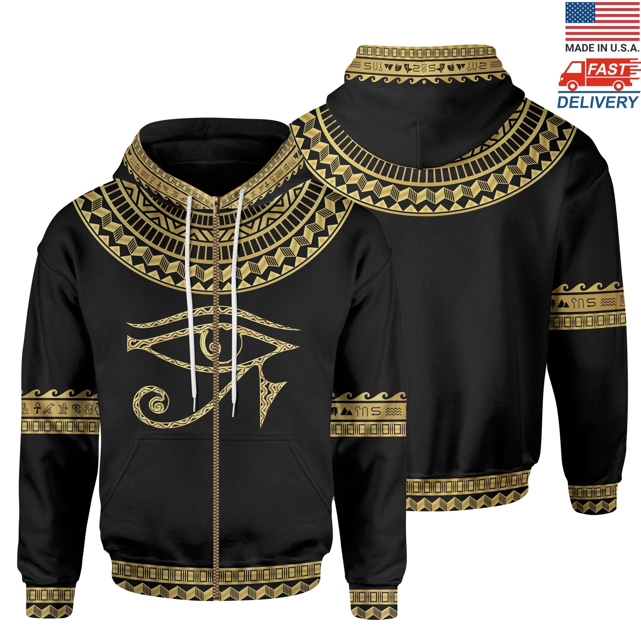 Unisex African African Horus Egypt 3D Zip Hoodie All Over Print