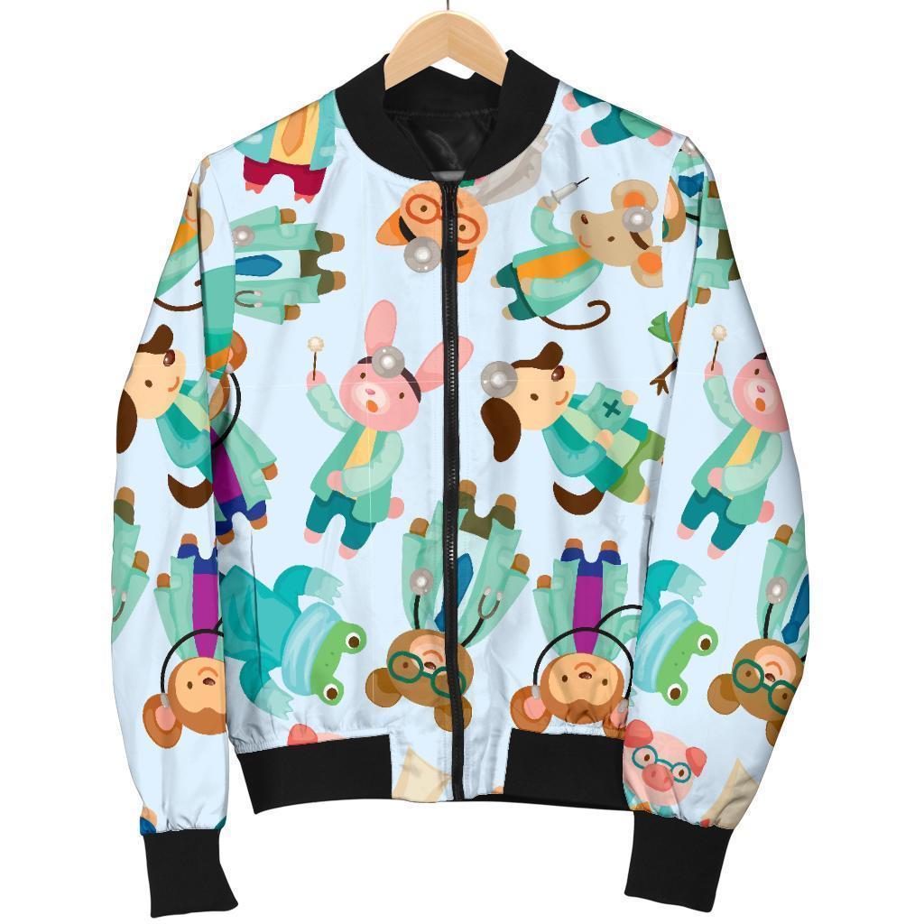 Animal Nurse Pattern Print Men Casual Bomber Jacket 3D All Over Print