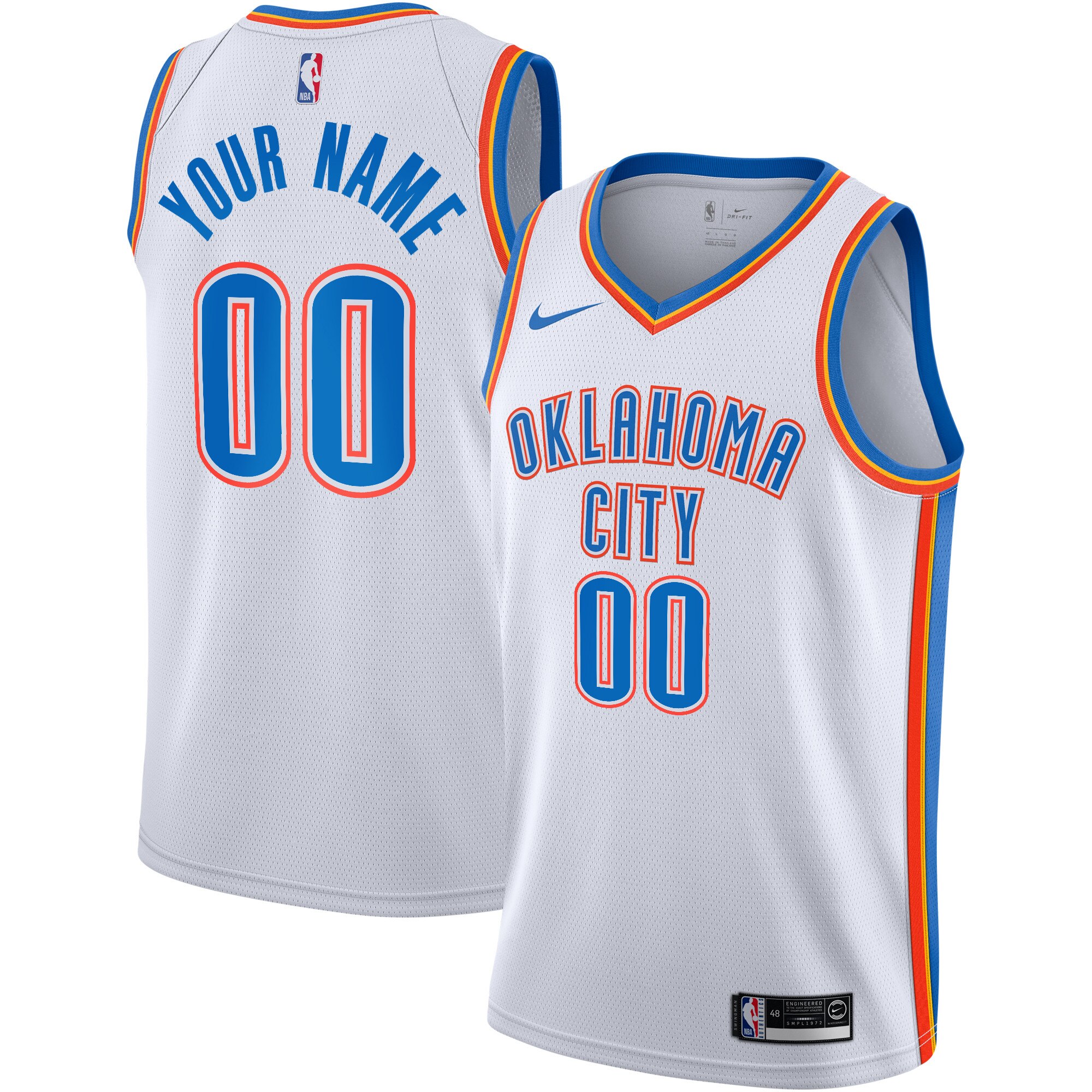 Oklahoma City Thunder Association Edition Swingman Jersey – White – Custom – Youth