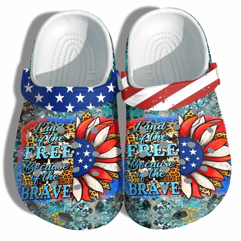 Sunflower Brave 4Th Of July Leopard Shoes Gift Women – Land Of The Free America Flag Proud Shoes Mothers Day Gift