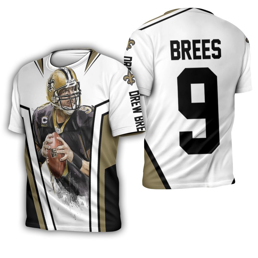 Drew Brees New Orleans Saints White Background 3D T-Shirt