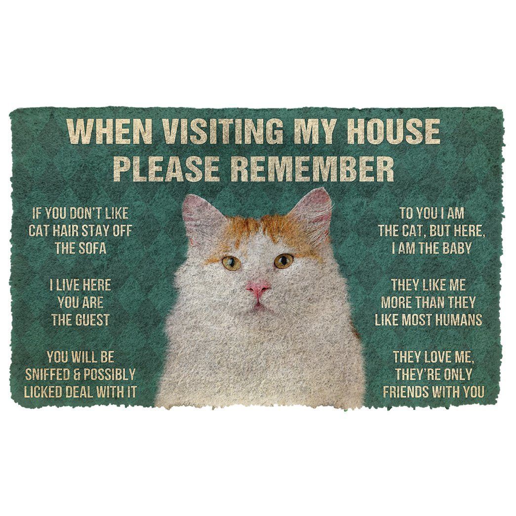 Gearhumans 3D Please Remember Turkish Van Cat House Rules Custom Doormat