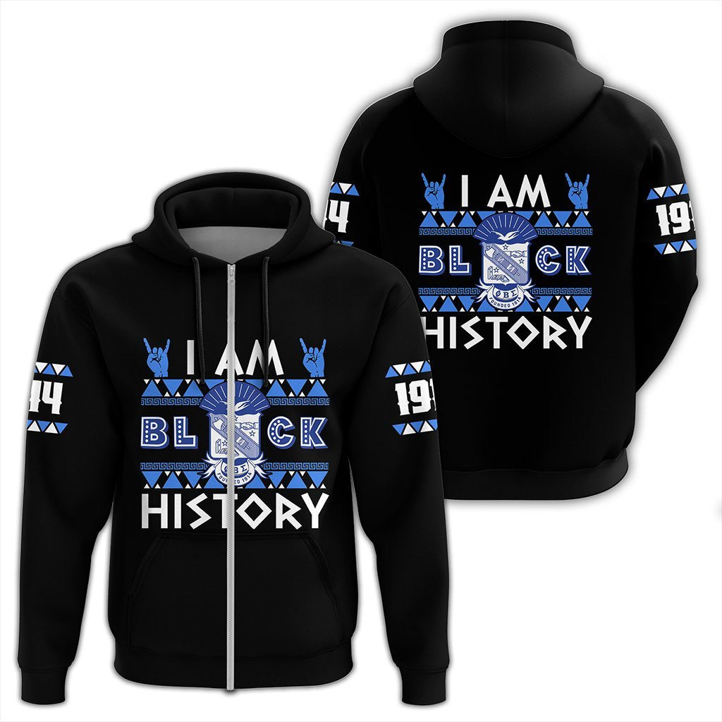 Fraternity Hoodie – I Am Black History Phi Beta Sigma Zip Hoodie