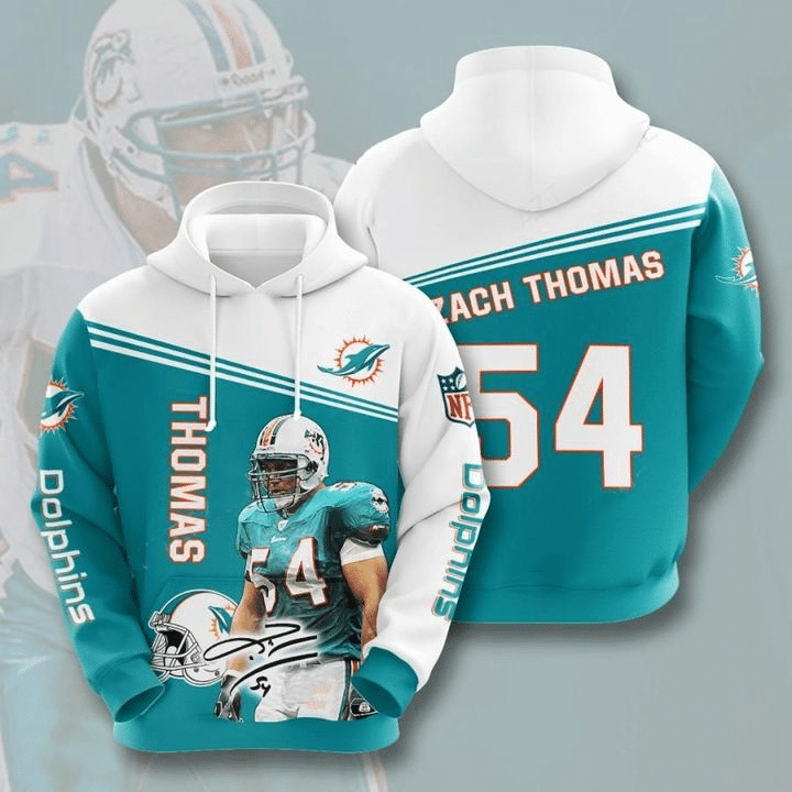 Miami Dolphins Zach Thomas 30 Unisex 3D Hoodie Gift For Fans