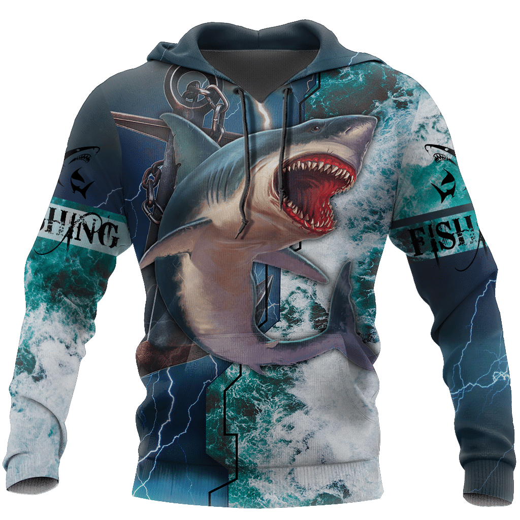 Shark Hunting Fishing Anchor in Deep Sea All Over Hoodie