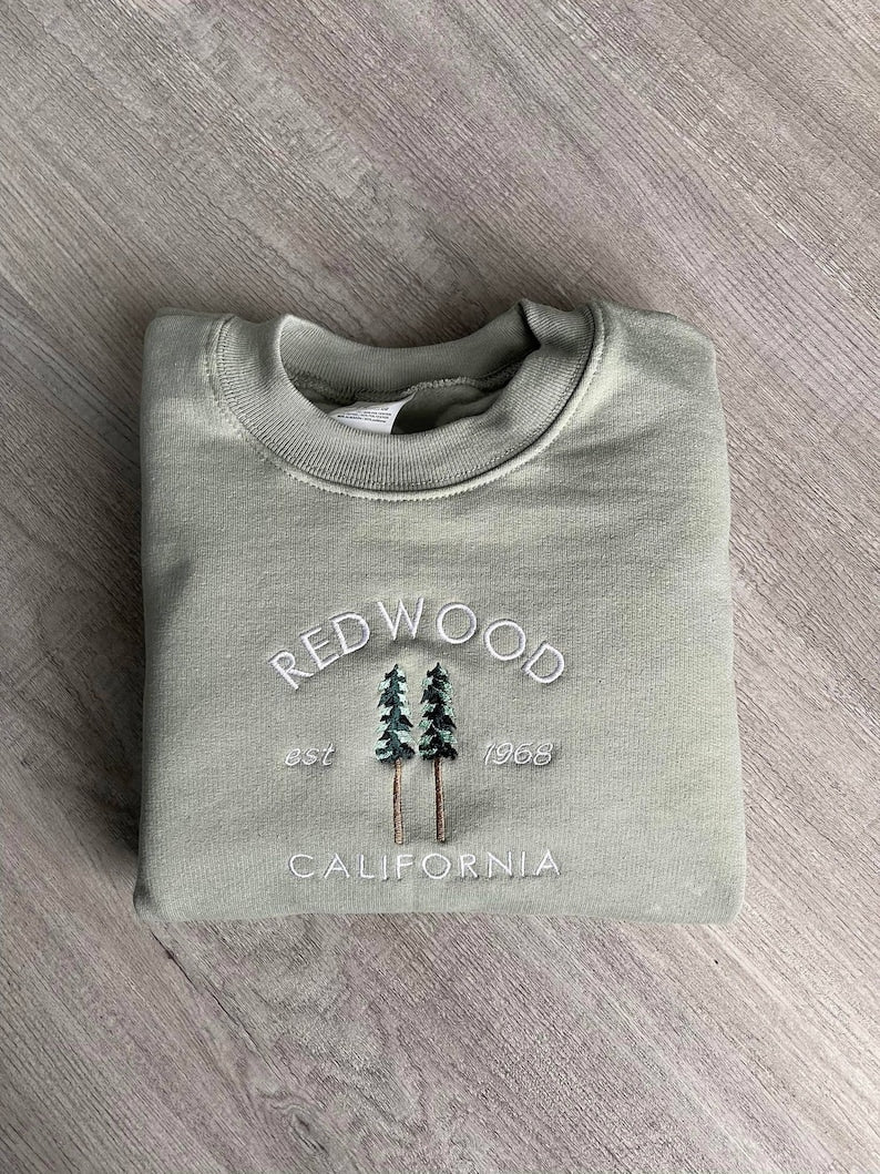 Redwood Embroidered Sweatshirt 2D Crewneck Sweatshirt All Over Print Sweatshirt For Women Sweatshirt For Men Sws3202