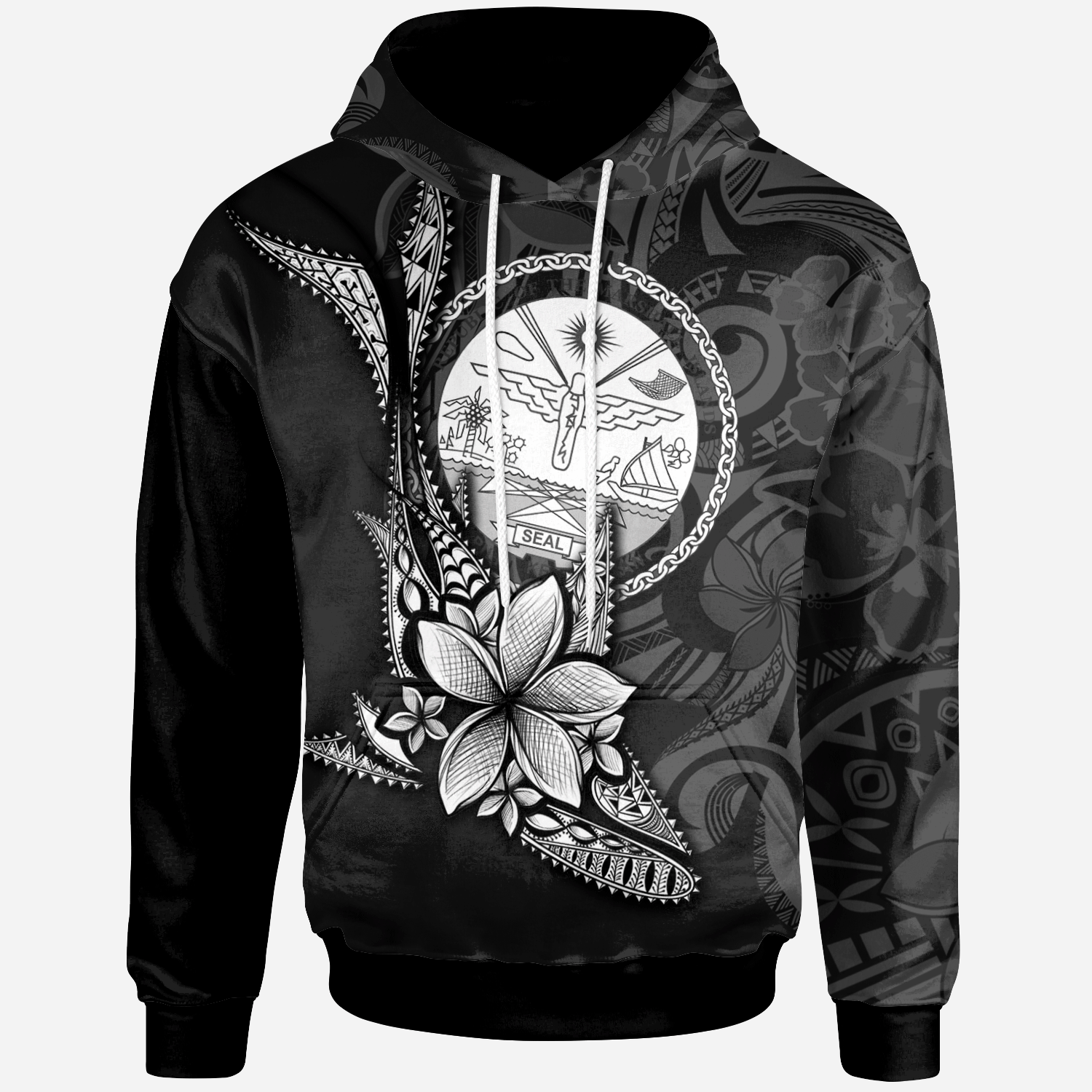 Marshall Islands Hoodie – Fish With Plumeria Flowers Style – BN01