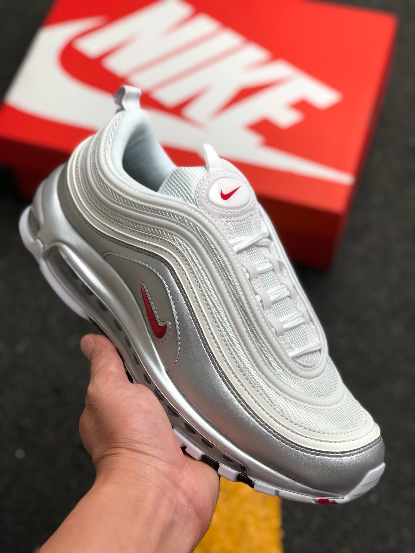 Nike Air Max 97 WhiteVarsity Red-Metallic Silver-Black 5339561