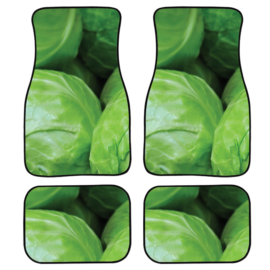 Green Cabbage Print Front And Back Car Floor Mats, Front Car Mat