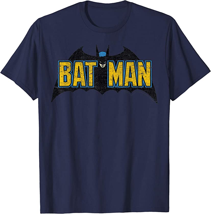 Batman Distressed Vintage Text Logo T-Shirt