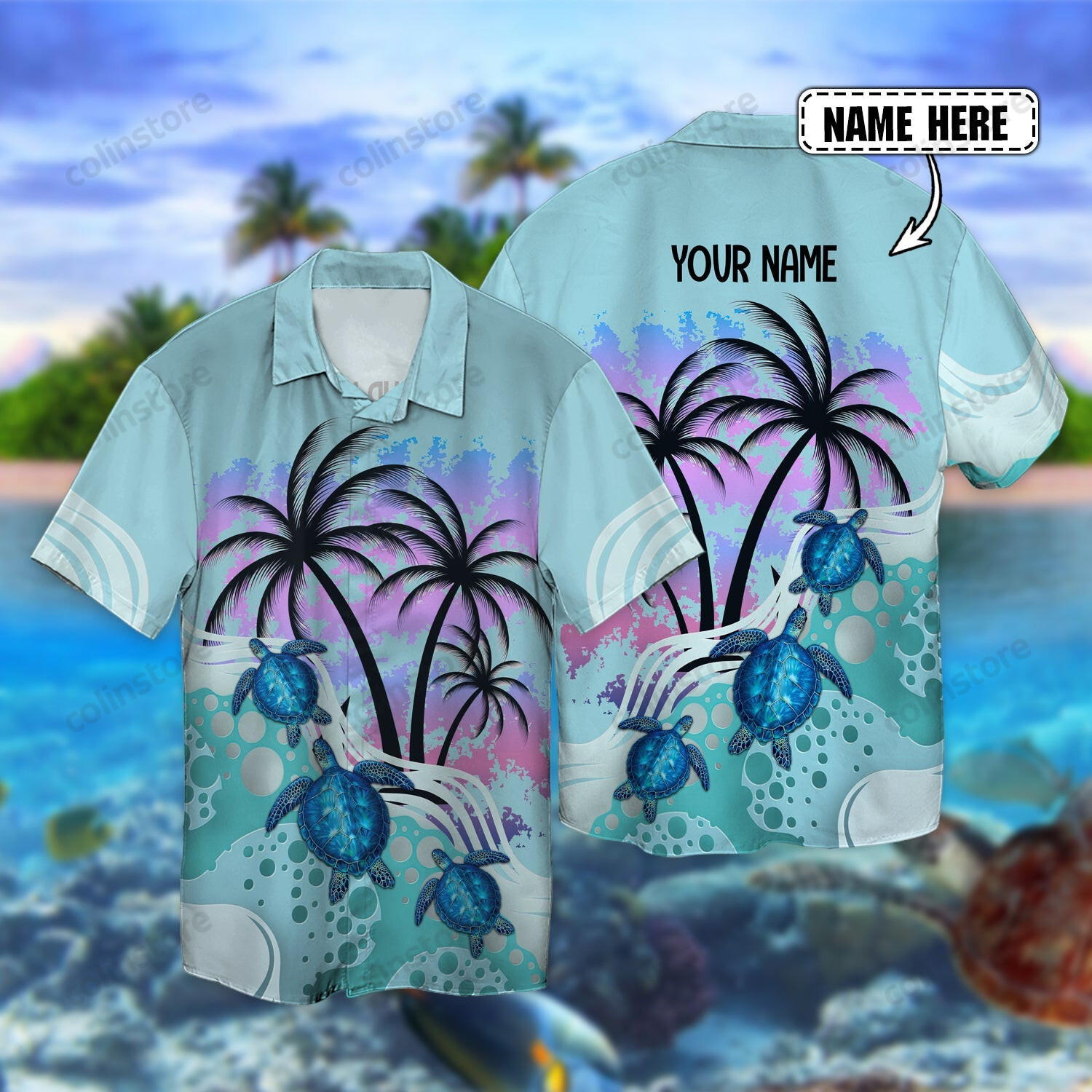 Turtle Custom Name Hawaii Shirt Gift For Lover Ha28915