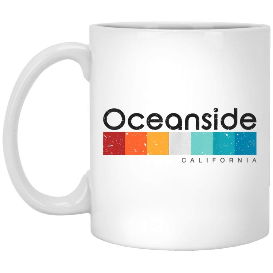 Vintage Oceanside California 1980s Retro White Mug