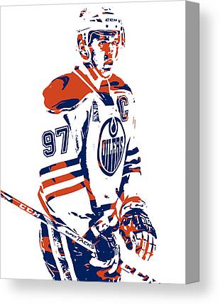 Connor Mcdavid Edmonton Oilers Pixel Art 2 Joe Hamilton Canvas Print