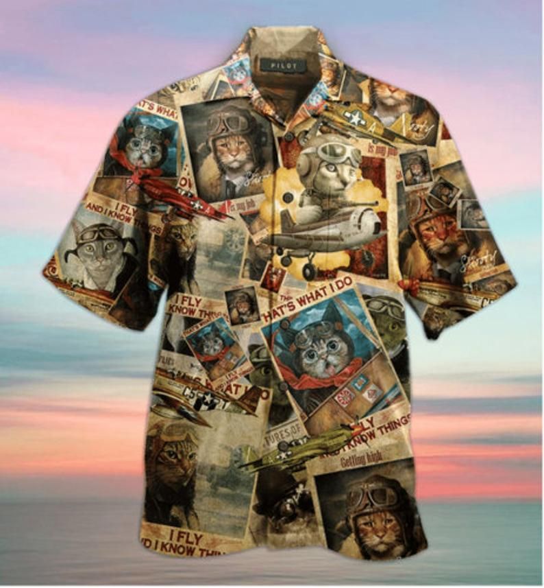 Pilot Cat Multicolor Unique Design Hawaii Shirt Ha18524