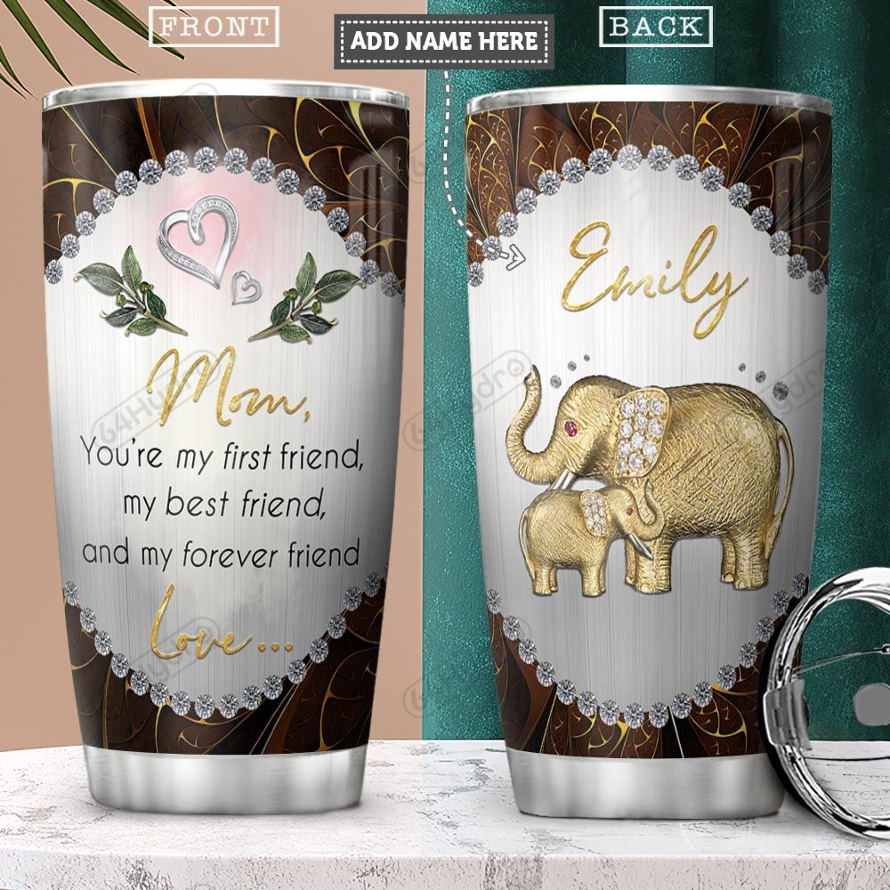 To Elephant Mom Personalized Pyr3001014Z  Stainless Steel Tumbler Travel Customize Name, Text, Number, Image