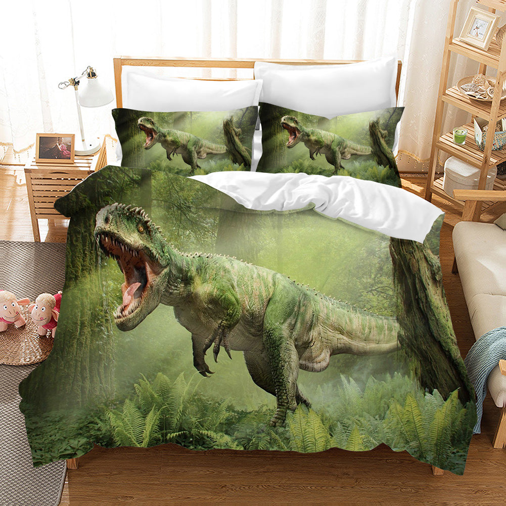 3D Green Forest Dinosaur Quilt Cover Set Bedding Set Pillowcases 41