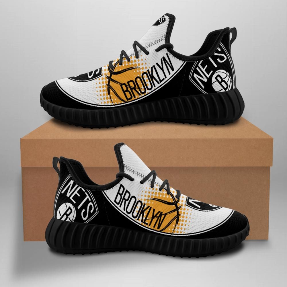 Brooklyn Nets Unisex Sneakers New Sneakers Basketball Custom Shoes Brooklyn Nets Yeezy Boost