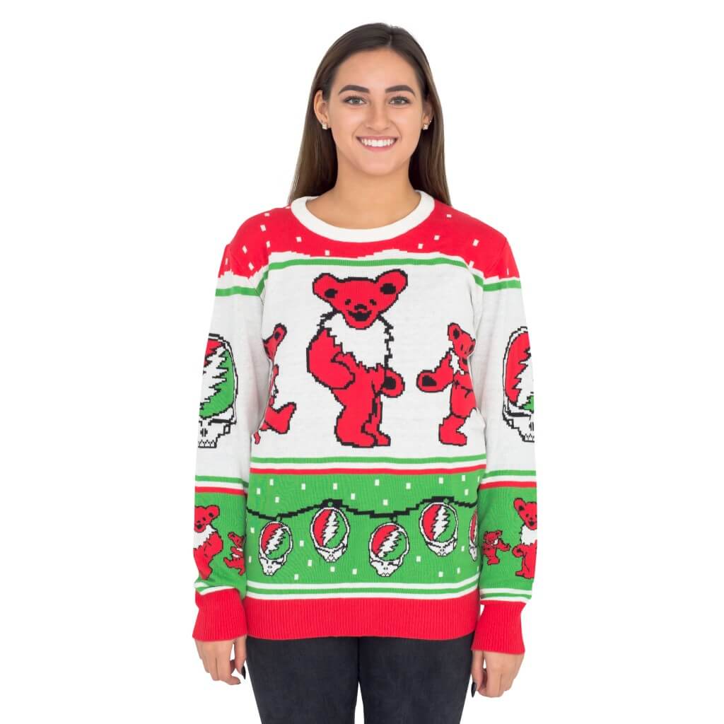 Women’S Classic Grateful Dead Dancing Bears Ugly Christmas Sweater