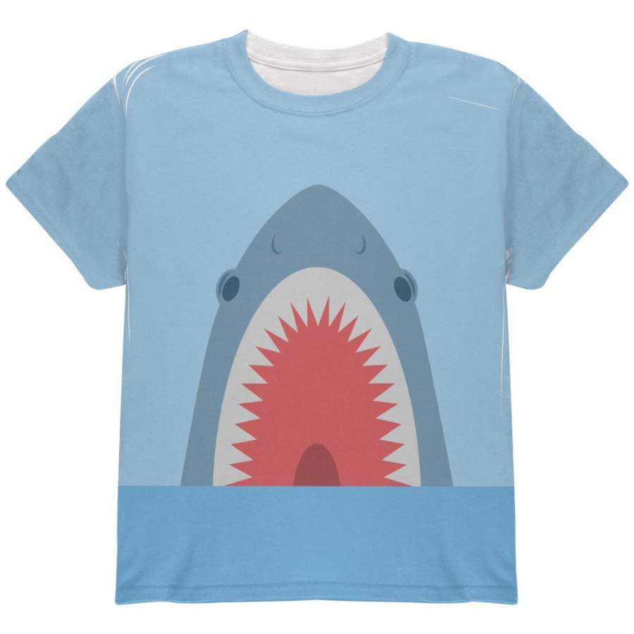 Cute Fun Shark Attack All Over Youth T Shirt