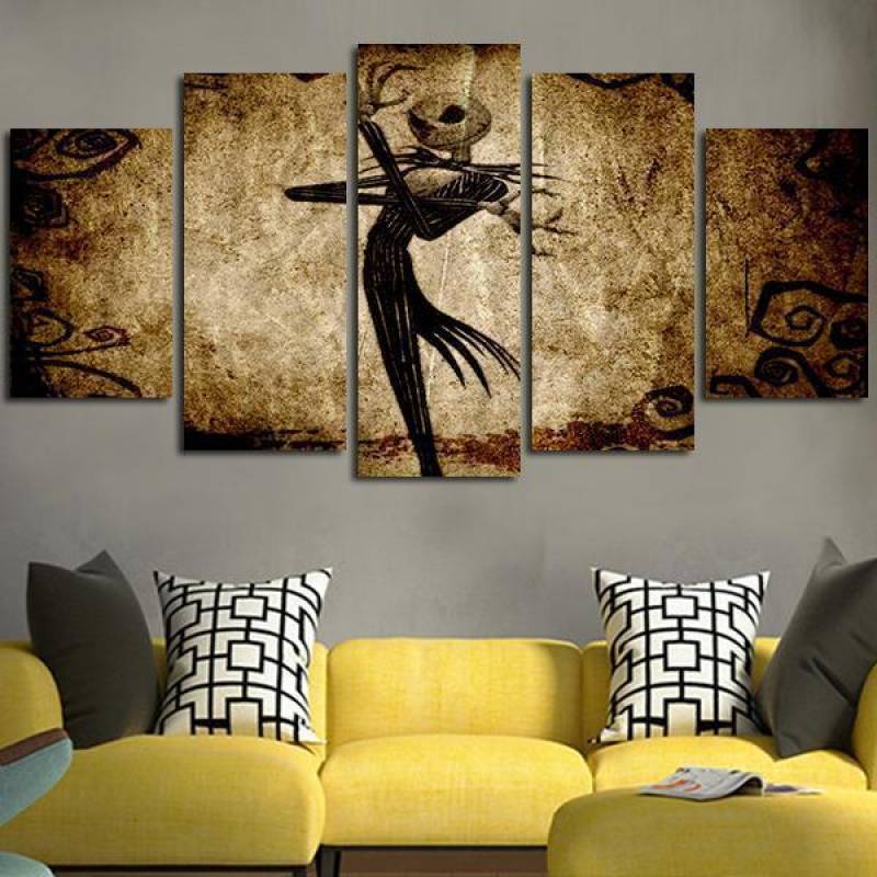 5 Panel Jack Skellington Character The Nightmare Before Christmas Wall Art Canvas