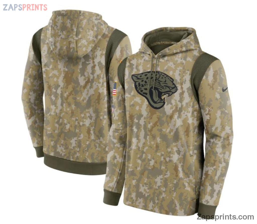 Men Camo Jacksonville Jaguars 2021 Salute To Service Therma Performance Pullover Hoodie