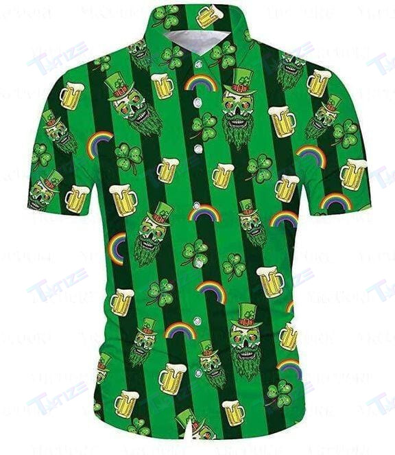 Irish Pride Happy St Patricks Day Skulls All Over Printed Hawaii Shirt Size S Ha82554