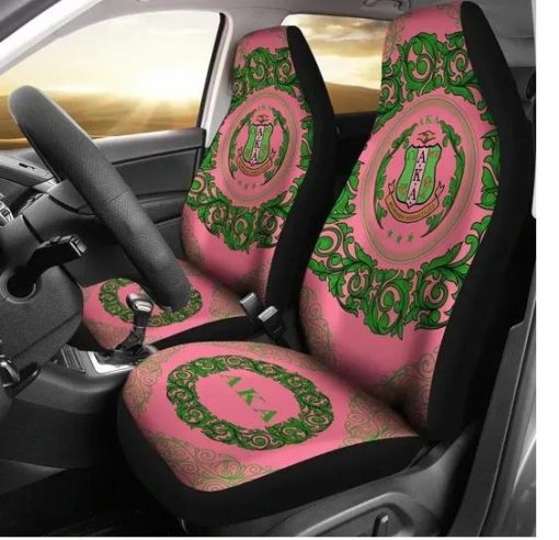 Alpha Kappa Alpha 1908 Emblem Flower Round Pattern Car Seat Cover