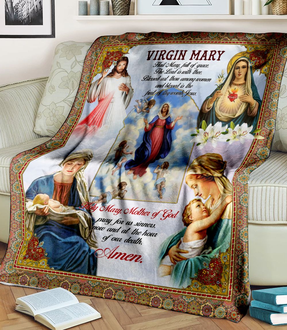 Virgin Mary Mother Of God Hail Mary Full Of Grace The Lord Is With Thee Fleece Blanket