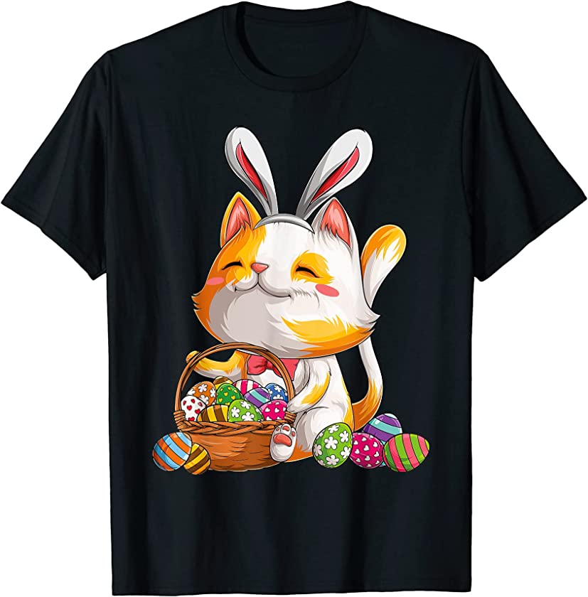 Kawaii Cat Bunny Happy Easter Day Egg Costume Girls kitten T-Shirt