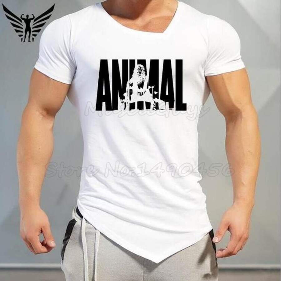 Summer Fashion Men’s T Shirt Casual Short Sleeve T Shirt animal Gyms Trend Slim Fit Hip-Hop Tops