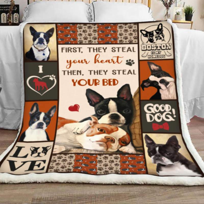 Boston Terrier Dog Sherpa Blanket JR1602 67O52