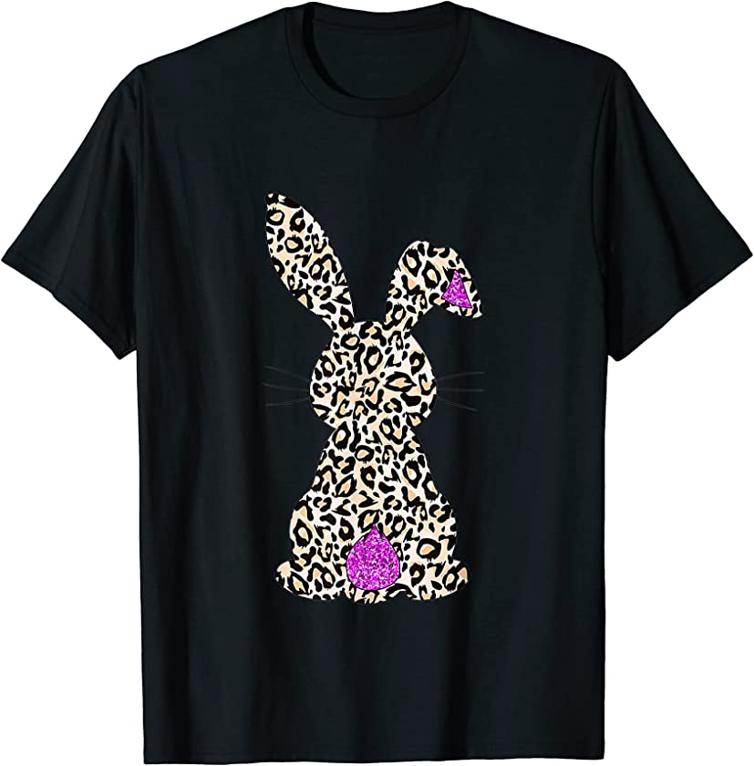 Bunny Easter Leopard Plaid Buffalo Rabbit Easter Day Kids T-Shirt