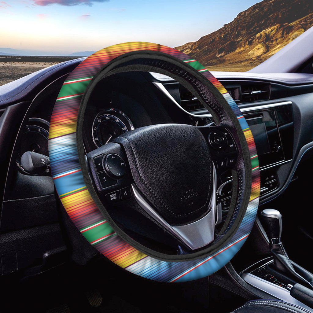 Tribal Mexican Blanket Stripe Print Car Steering Wheel Cover