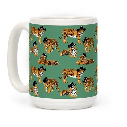 Tigers In Cowboy Hat Pattern Coffee Mug