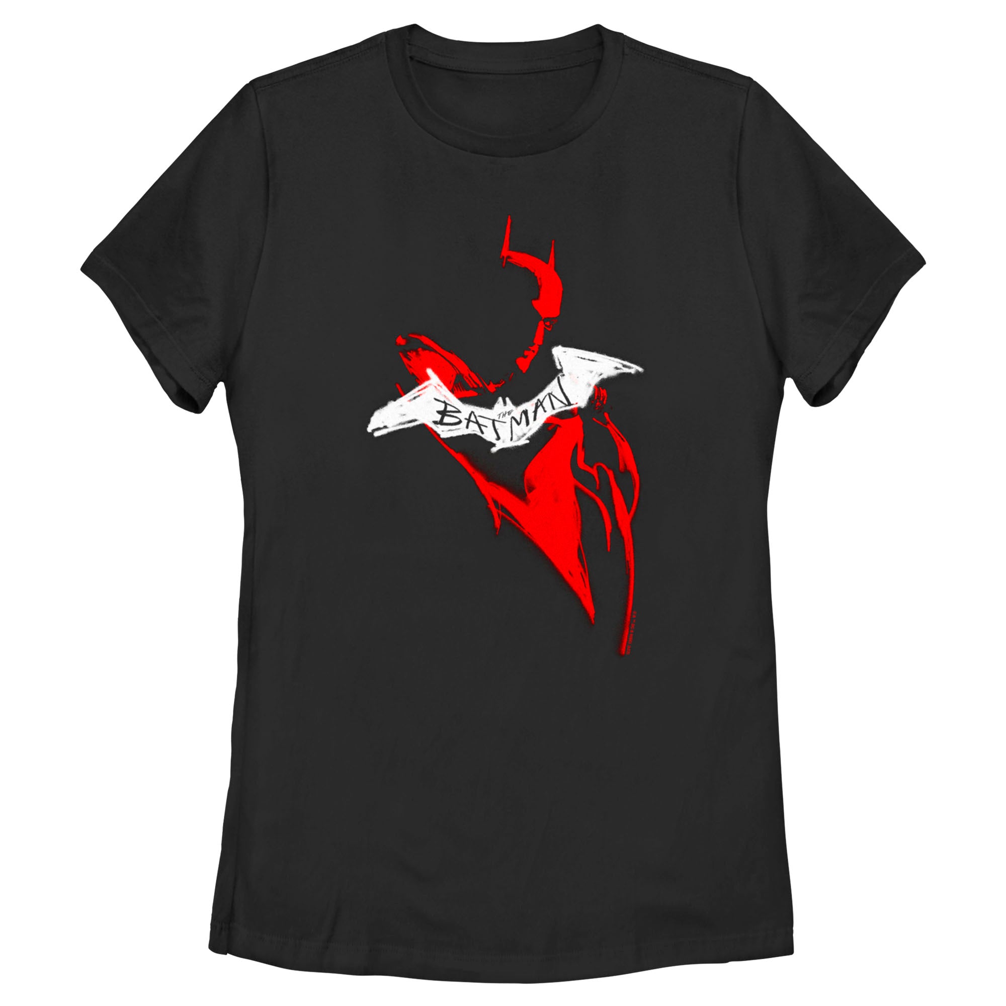 Women’S The Batman Artistic Red & White Graffiti T-Shirt