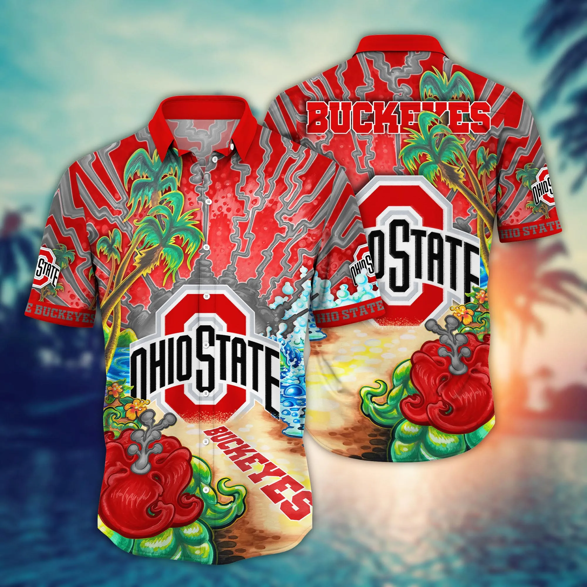 Ohio State Buckeyes NCCA Hawaiian Shirt Solsticetime Aloha Shirt