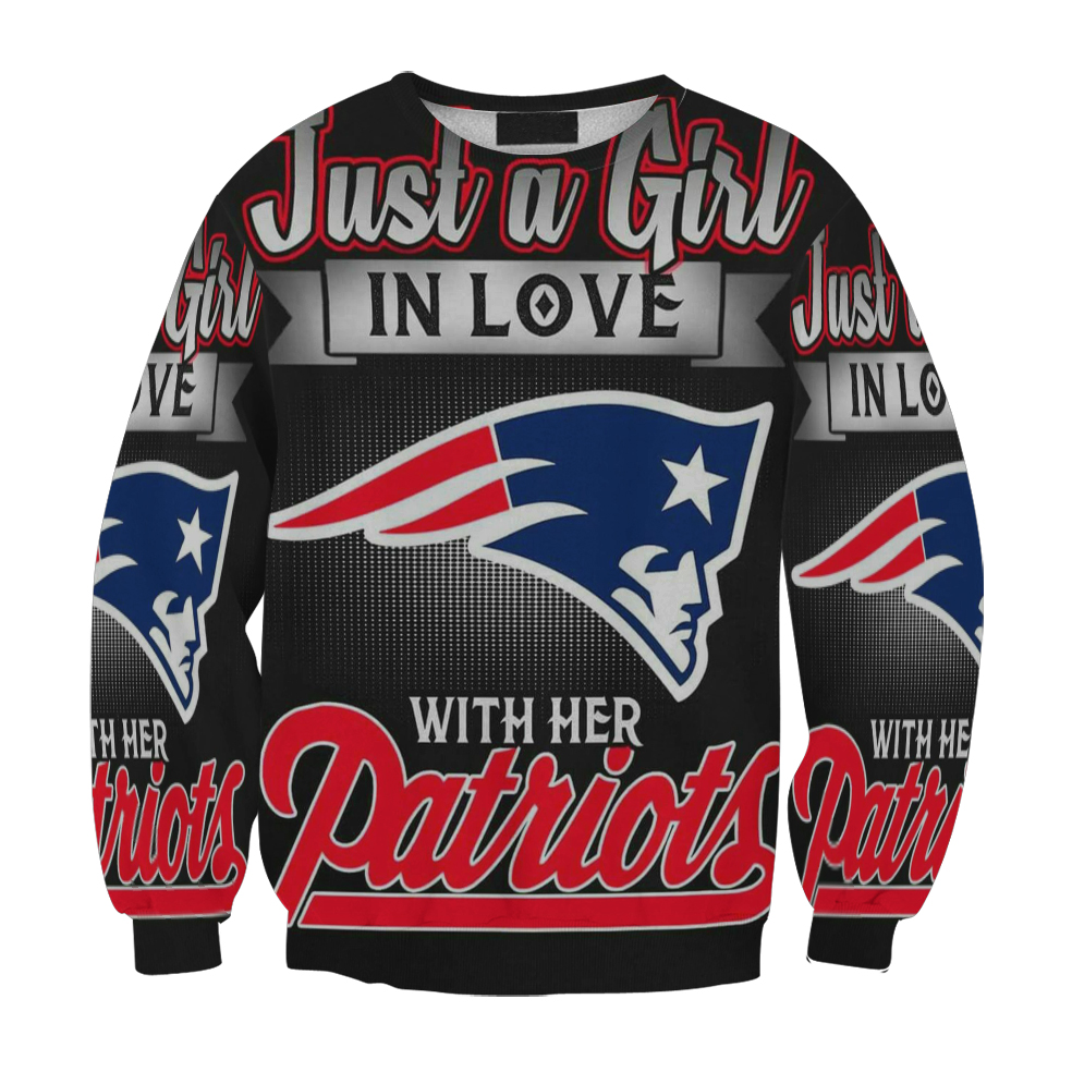 New England Patriots Girl In Love With Her Patriots Gift For Fan 3D Full Printing Sweatshirt