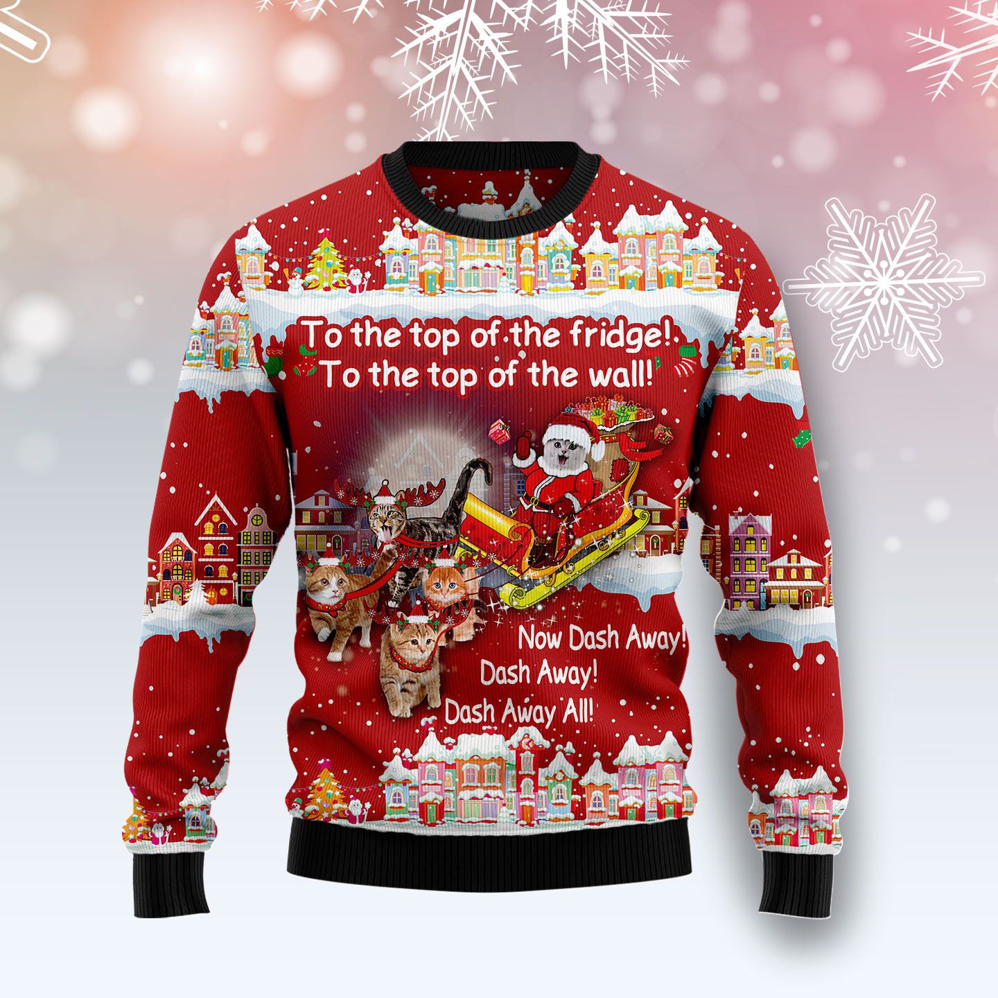 Cat Sleigh Christmas Ugly Christmas Sweater | For Men & Women | Adult | Us5824