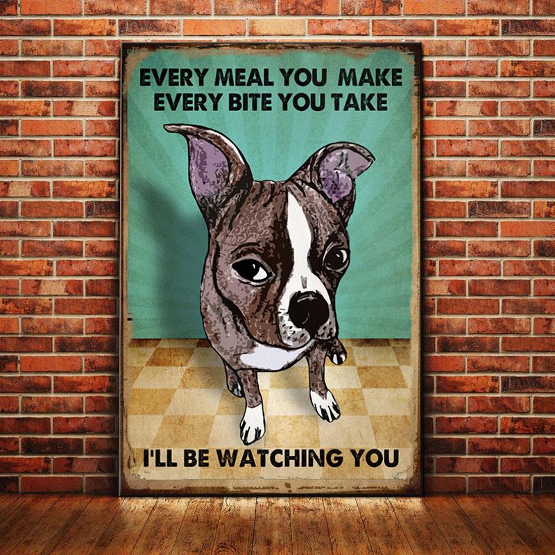 Boston Terrier Dog Funny Canvas And Poster I’ll Be Watching You | Art Print | Home Decor | Room Decor | Wall Art