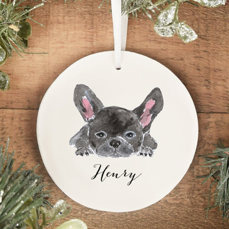 Black French Bulldog Ornament, Christmas Ornamen