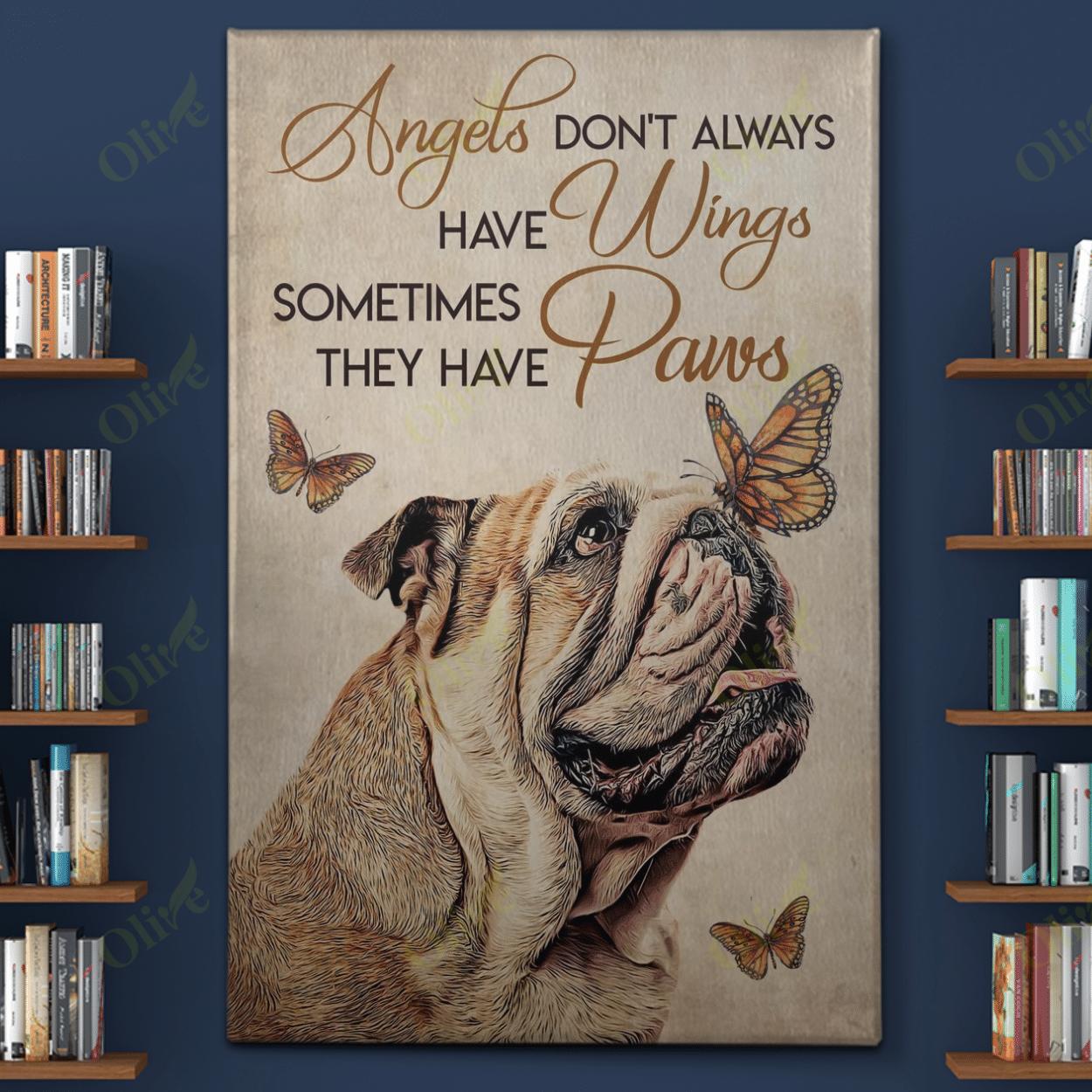 English Bulldog – Angles Don’T Always Have Wings Canvas And Poster | Wall Decor Visual Art