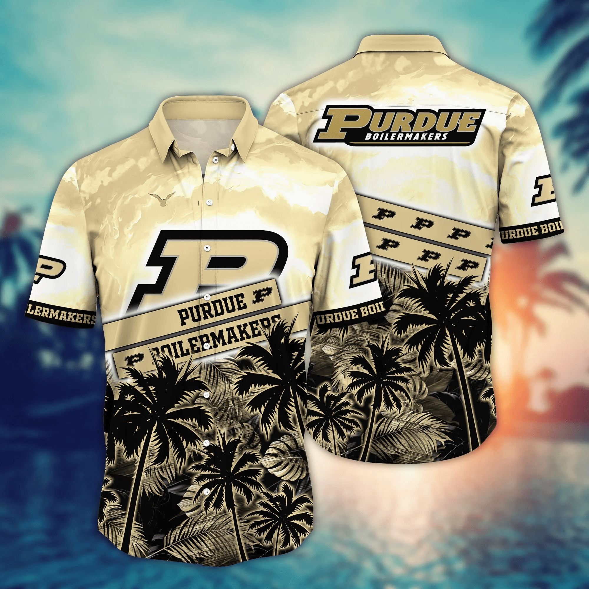 Purdue Boilermakers NCAA Hawaiian Shirt Seascape Aloha Shirt