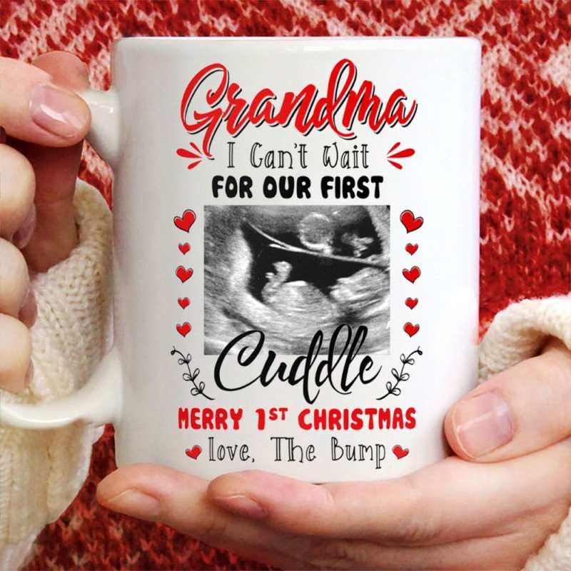 Personalized Christmas Gift For Grandma To Be First Cuddle Mug